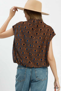 Velvet Mock Neck Blouse