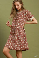Rust Textured Shift Dress