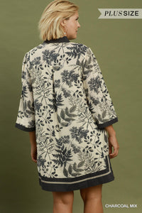 Botanical Contrast Trim Mini Dress