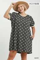 Black Textured Shift Dress