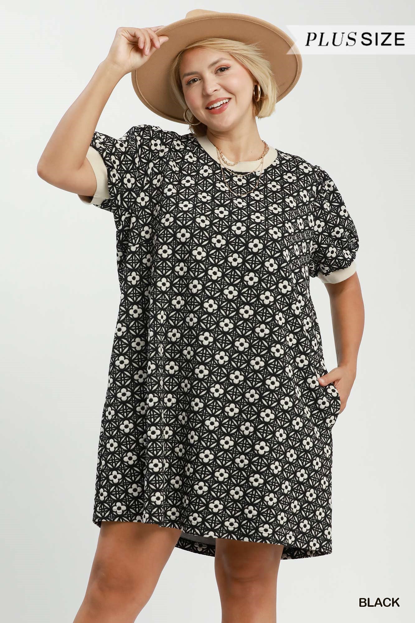 Black Textured Shift Dress