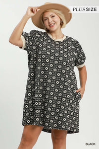 Black Textured Shift Dress