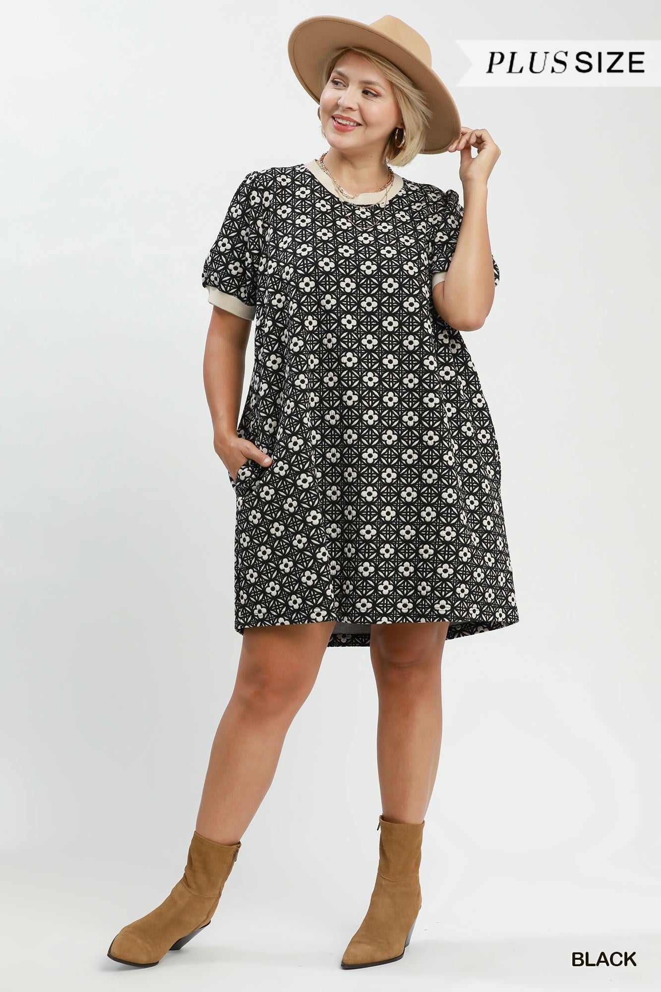 Black Textured Shift Dress