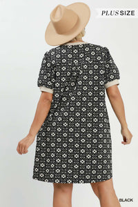 Black Textured Shift Dress
