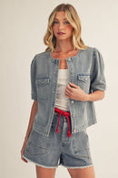 Horse Embroidery Denim Top