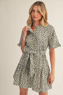 Leopard Ruffle Tie Dress