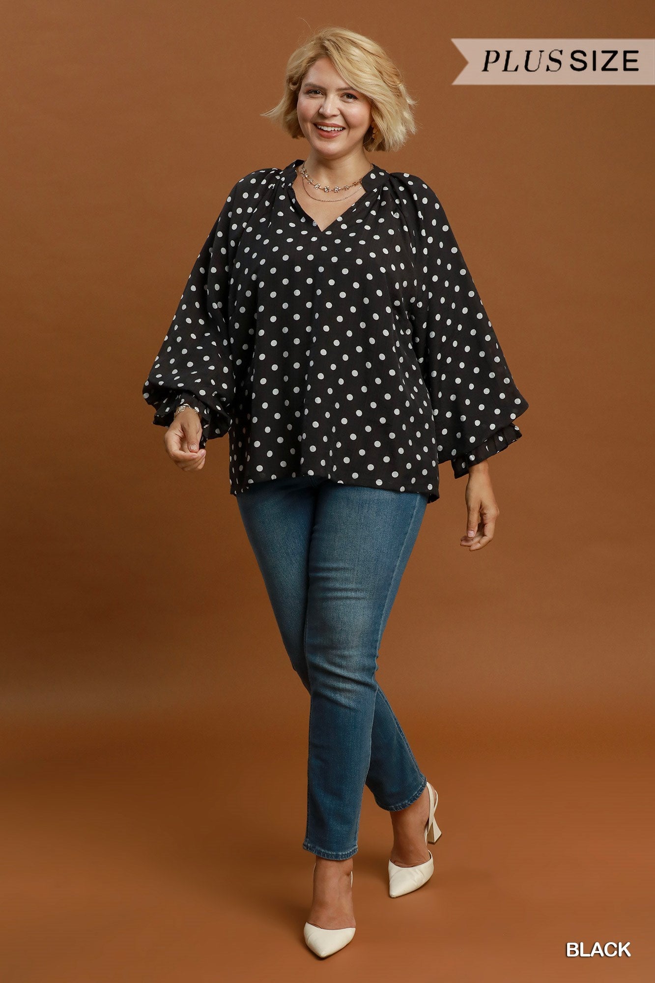 Full Sleeve Polka Dot Blouse