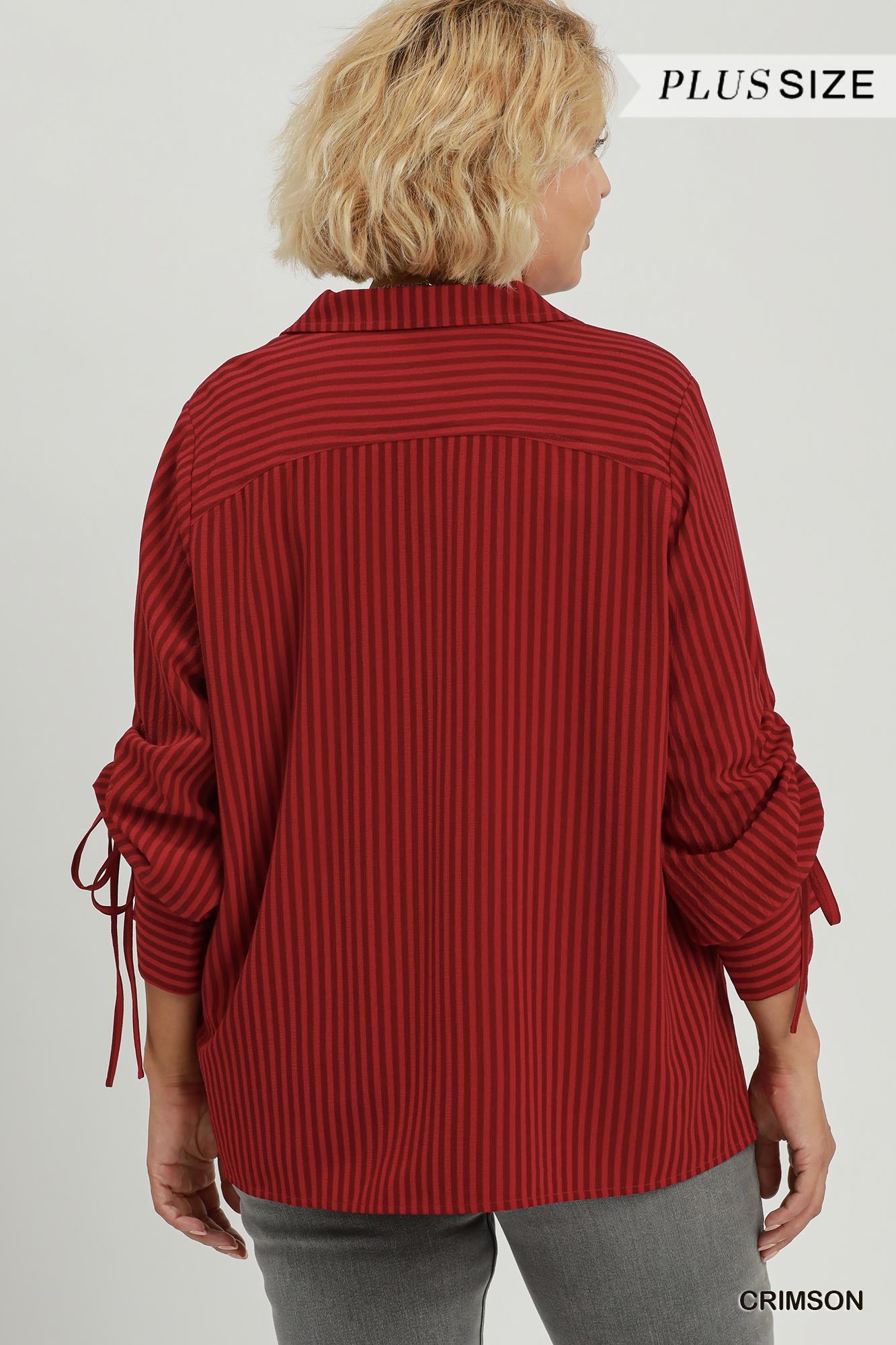 Red Striped V-Neck Blouse