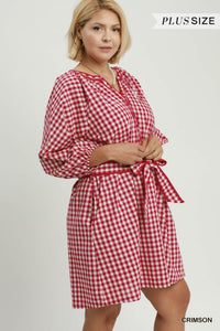 Gingham Tie-Waist Mini Dress