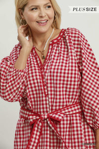 Gingham Tie-Waist Mini Dress