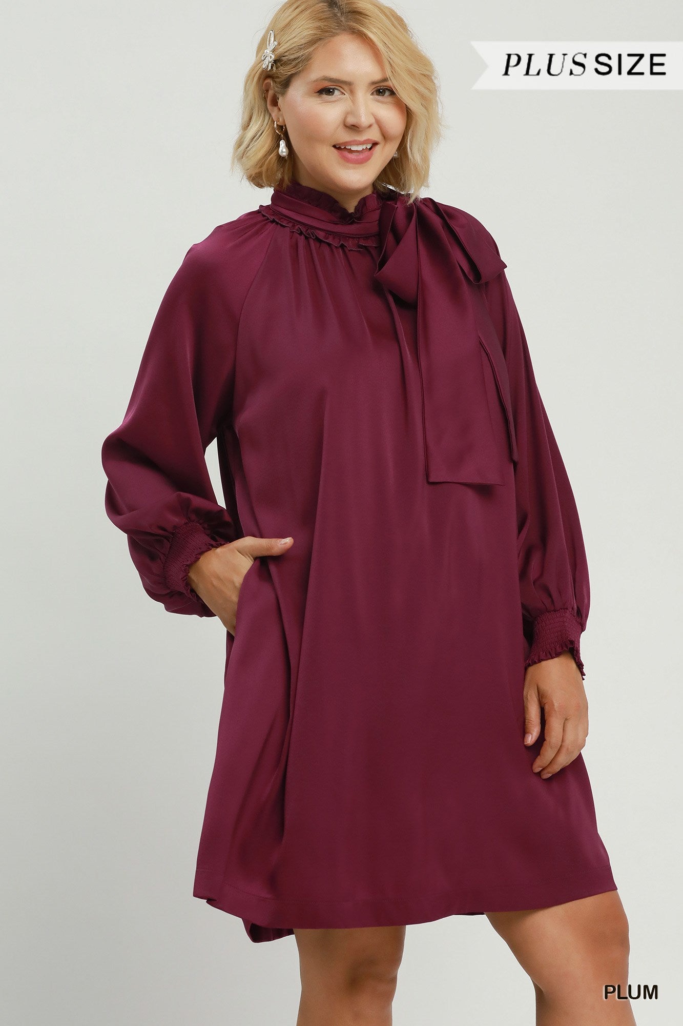 Satin Tie-Neck Mini Dress