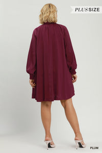 Satin Tie-Neck Mini Dress