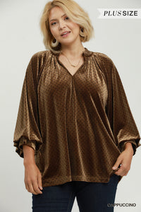 Velvet Polka Dot Blouse