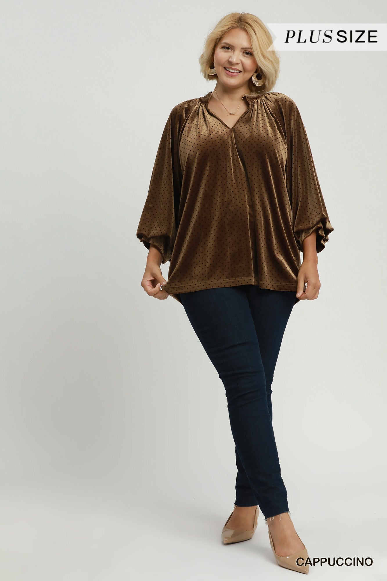 Velvet Polka Dot Blouse