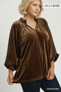 Velvet Polka Dot Blouse