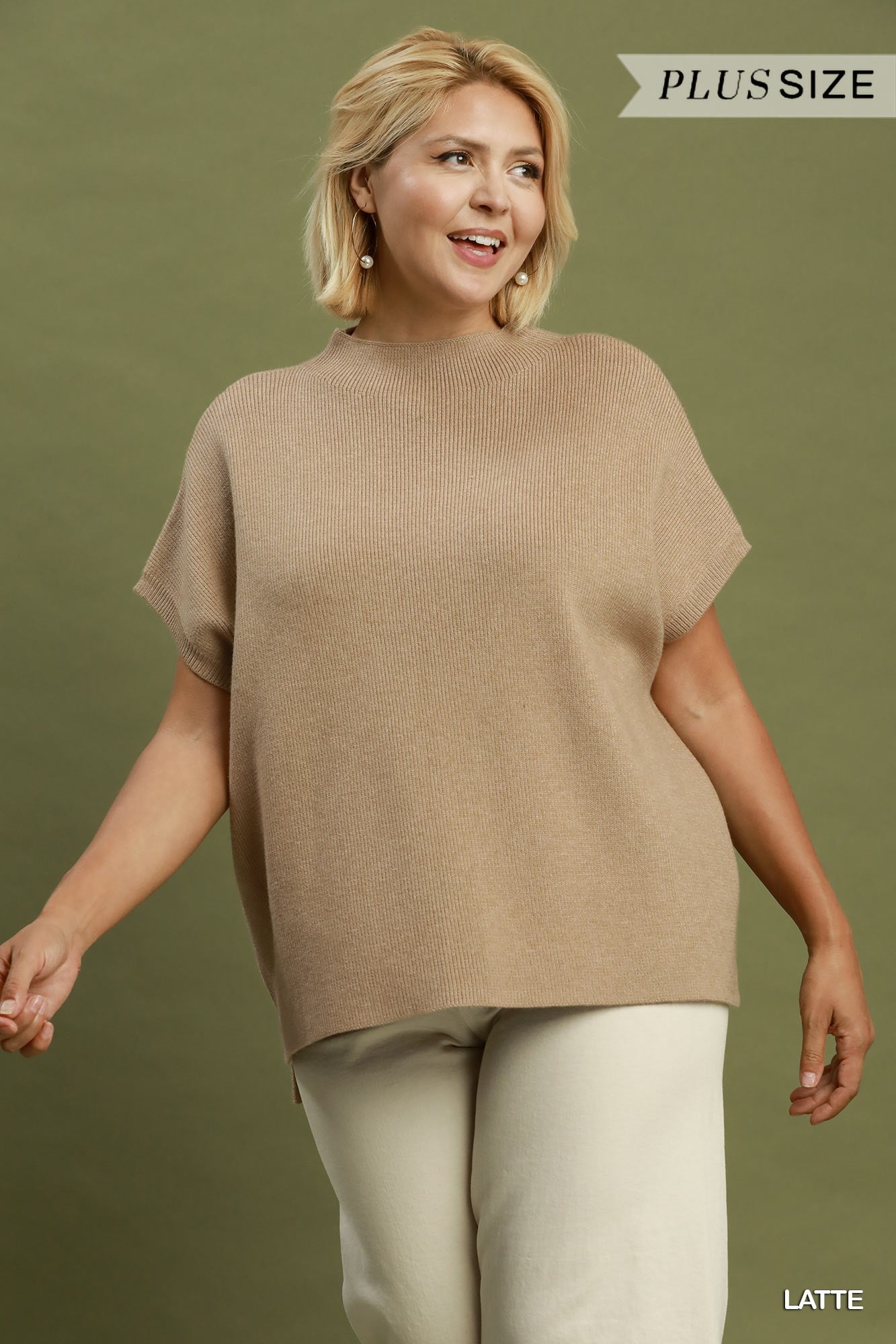 Short Sleeve Mock Neck Sweater