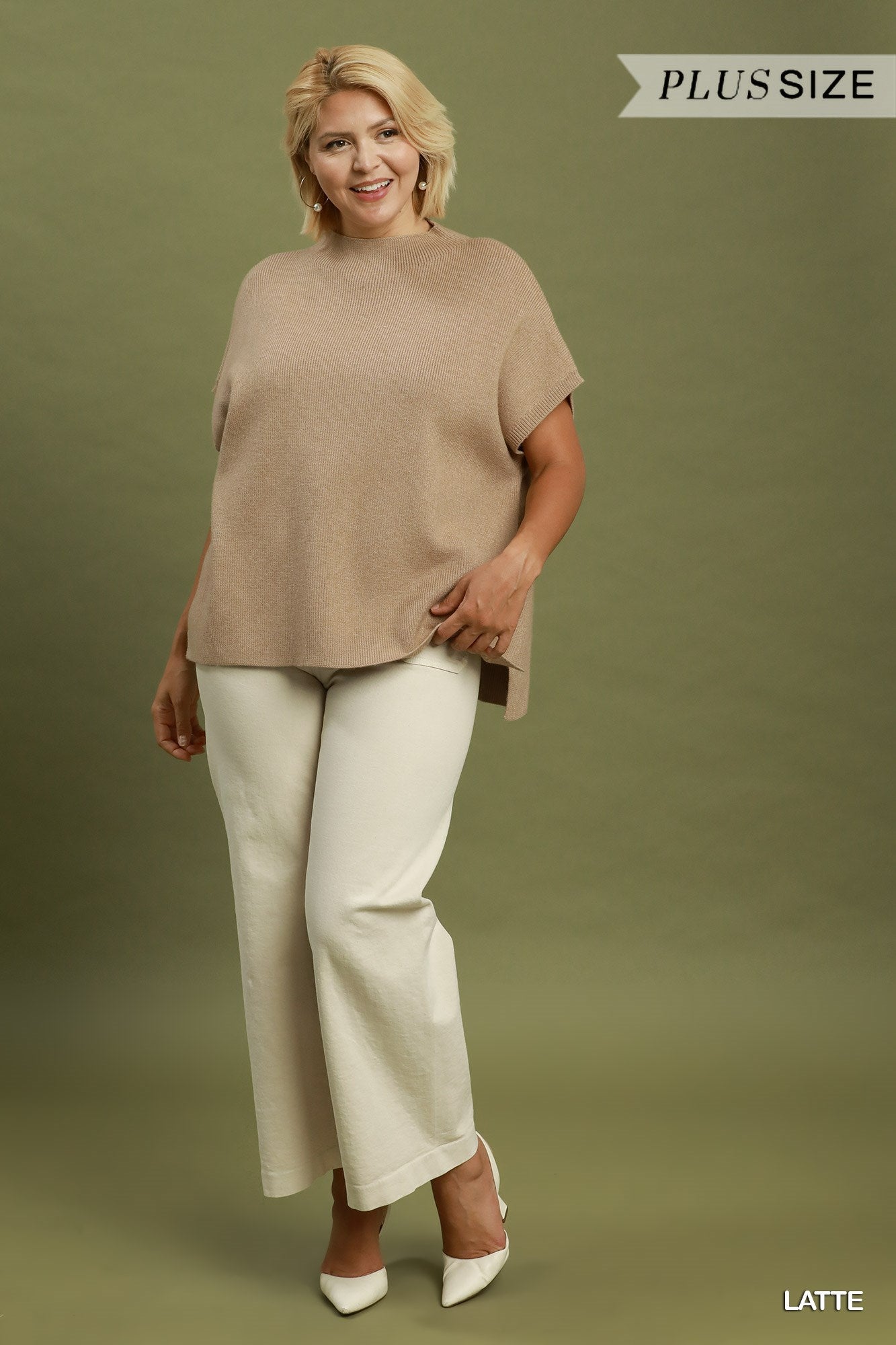 Short Sleeve Mock Neck Sweater