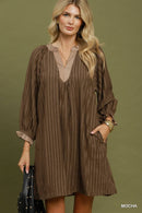 Textured V-Neck Mini Dress