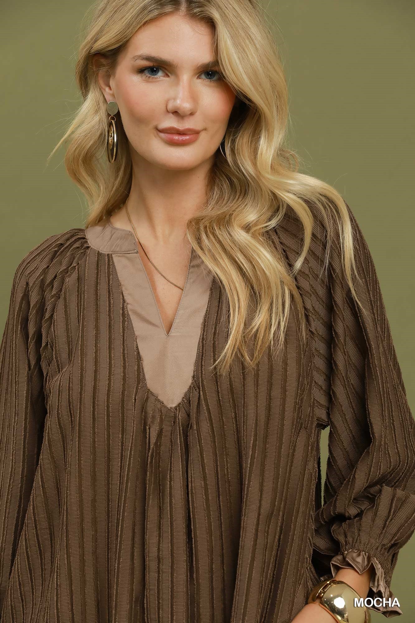 Textured V-Neck Mini Dress