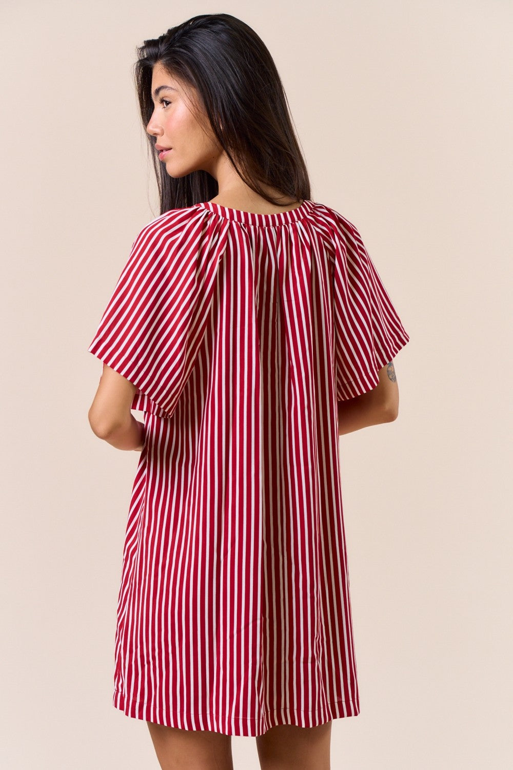 Striped Deep V-neck Dress