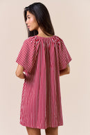 Striped Deep V-neck Dress