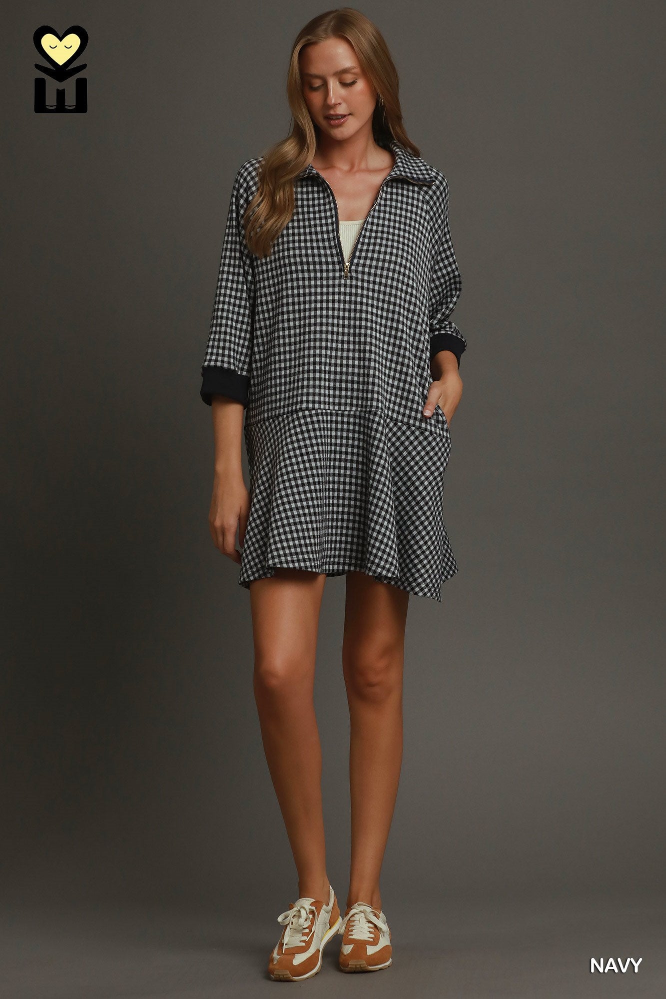 Gingham Henley Dress