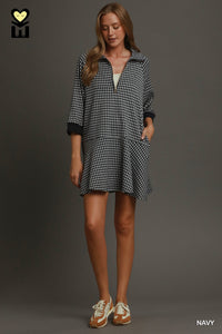 Gingham Henley Dress