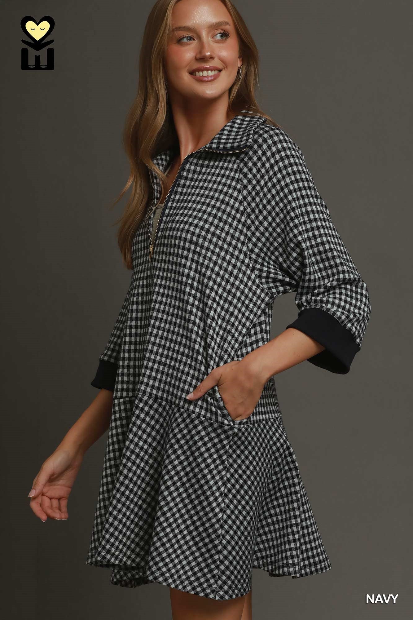 Gingham Henley Dress