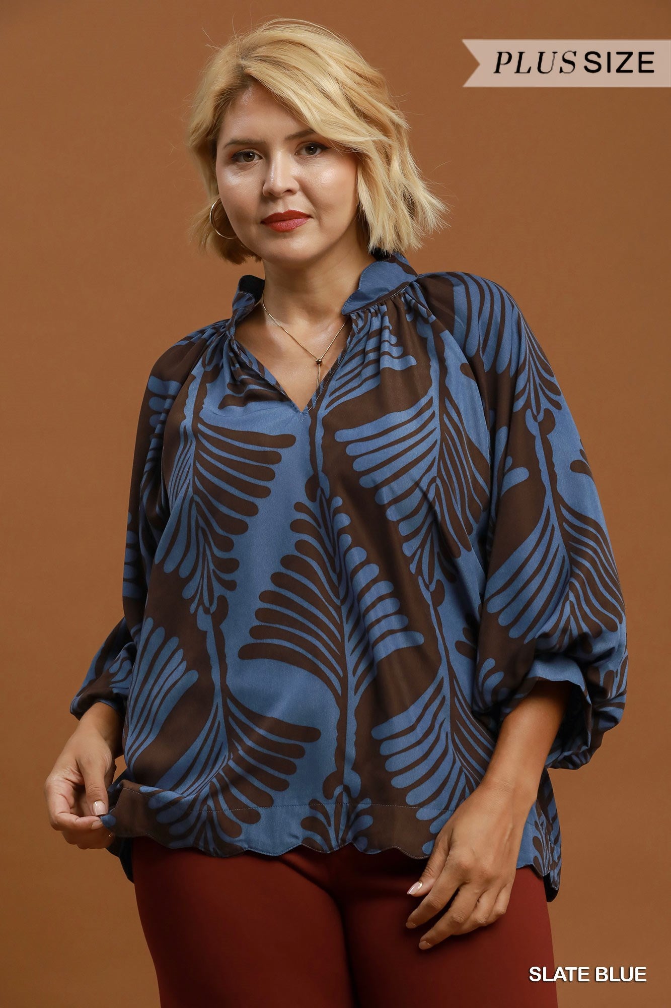 Leaf Colorblock Blouse