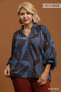 Leaf Colorblock Blouse