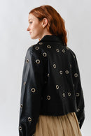 Grommet Faux Leather Jacket