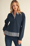 Stripe Contrast Casual Top