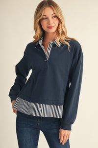 Stripe Contrast Casual Top