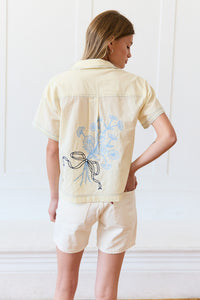 Embroidered Floral Collared Blouse