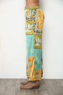 Golden Tapestry Satin Wide Leg Pant