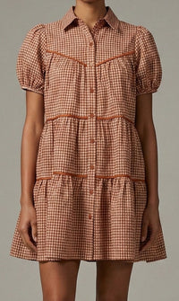Terracotta Check Dress