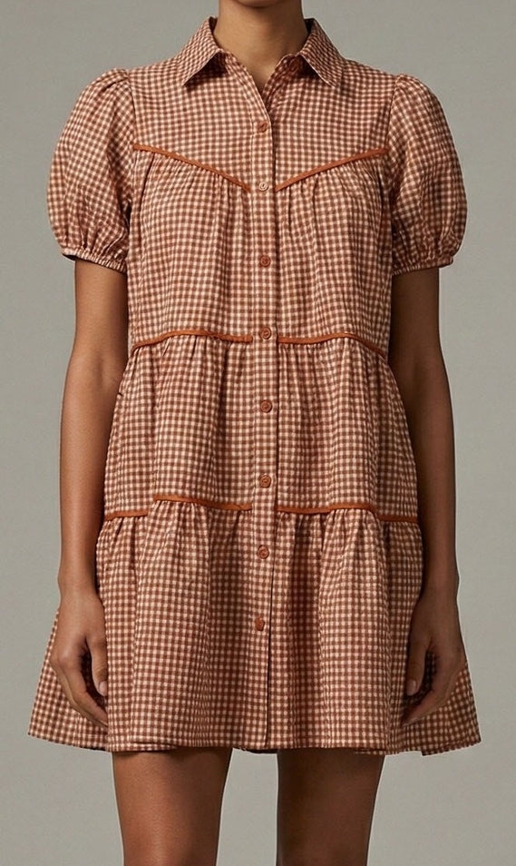 Terracotta Check Dress