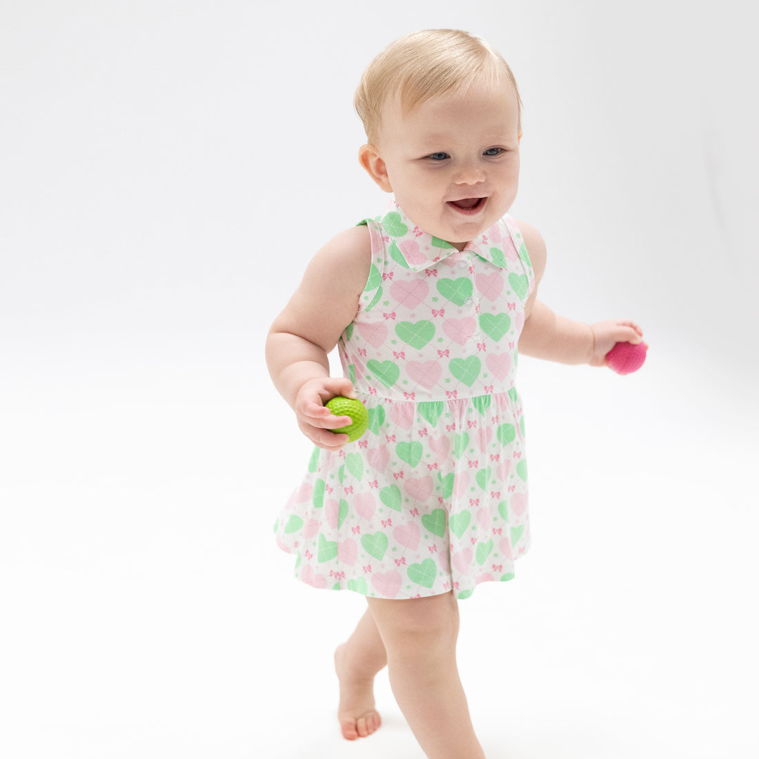 Heart Argyle Polo Baby Dress