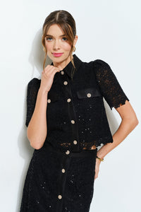 Pearl Button Lace Blouse
