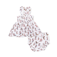 Cowgirl Boots Smocked Top & Bloomer Set