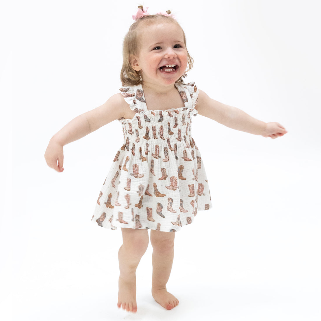 Cowgirl Boots Smocked Top & Bloomer Set