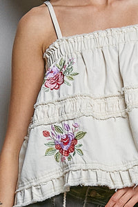 Floral Embroidered Babydoll Top