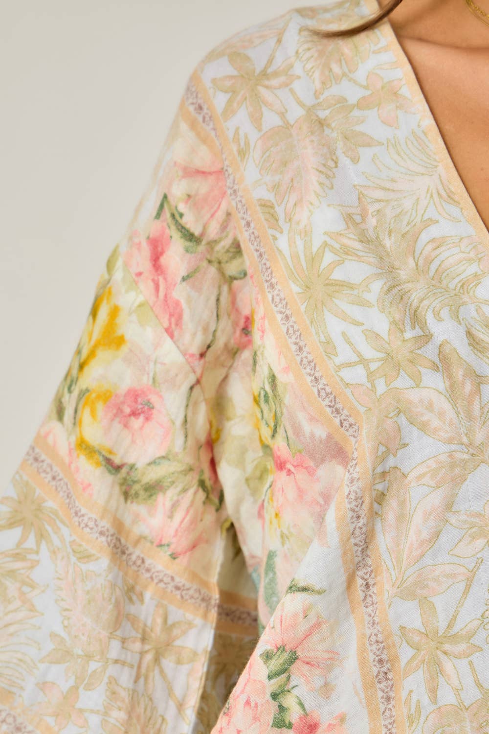 Border Print Kimono Top