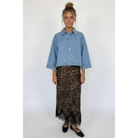 Lace Trim Leopard Maxi Skirt