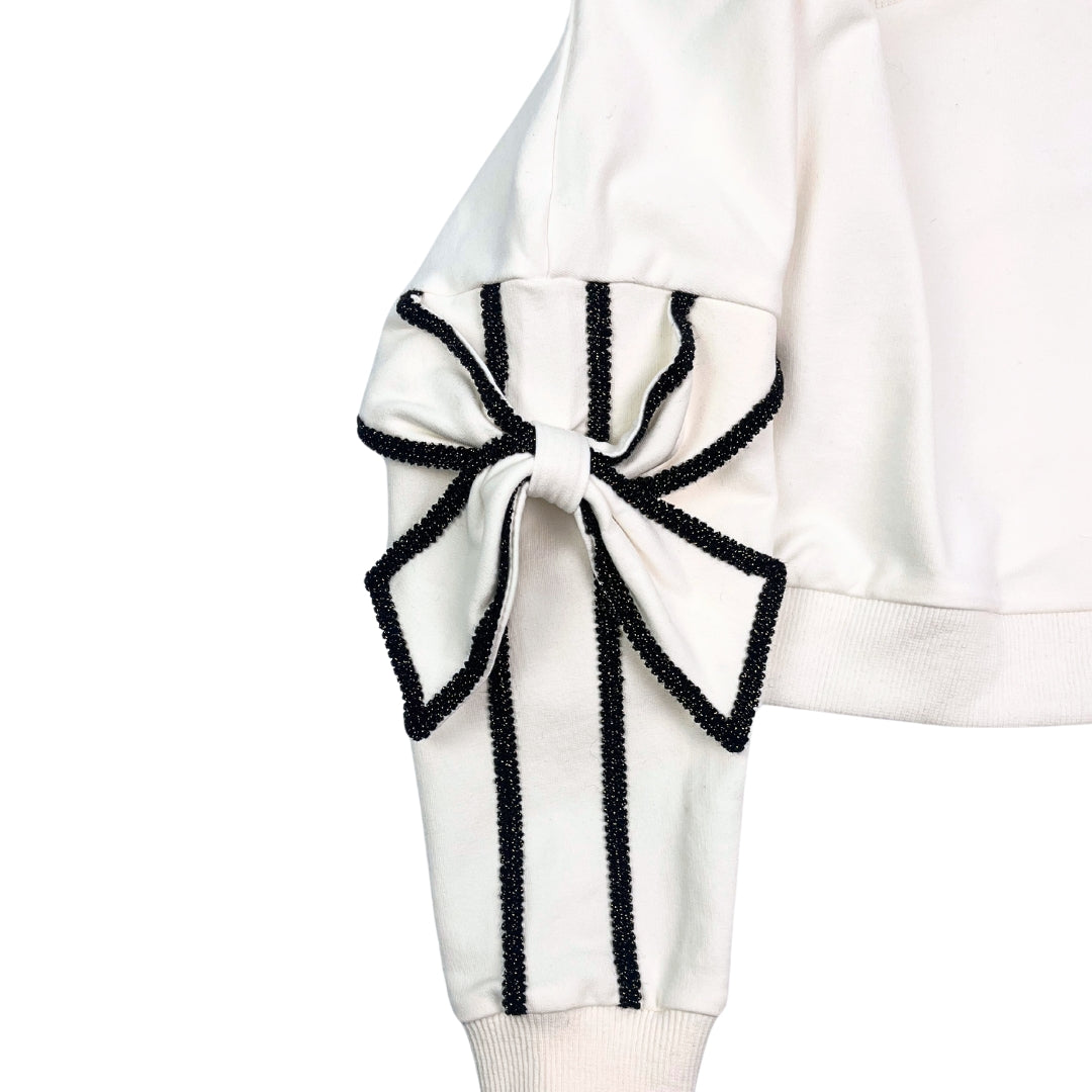 White Bow Sleeve Sweatshirt