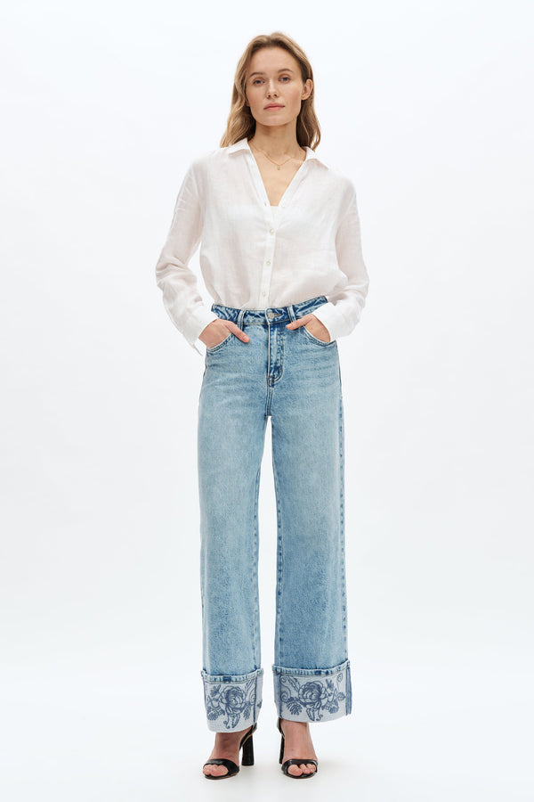 Flora High Rise Wide Leg Jeans