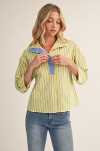 Collared Striped Top