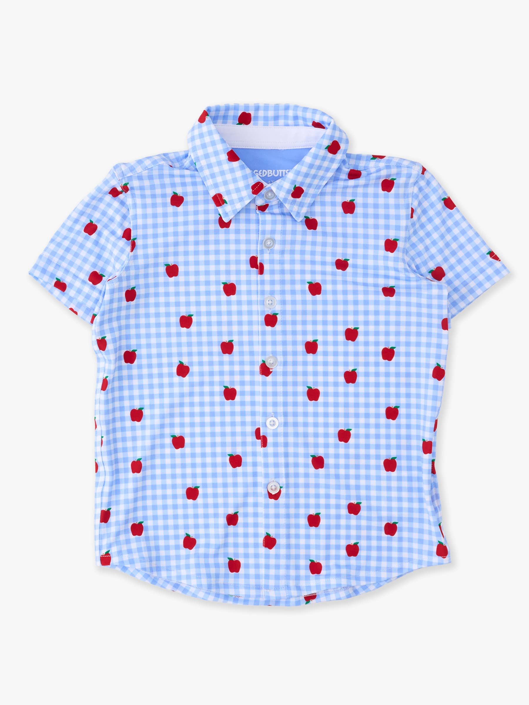 Apple Gingham Short Sleeve Button Down Shirt