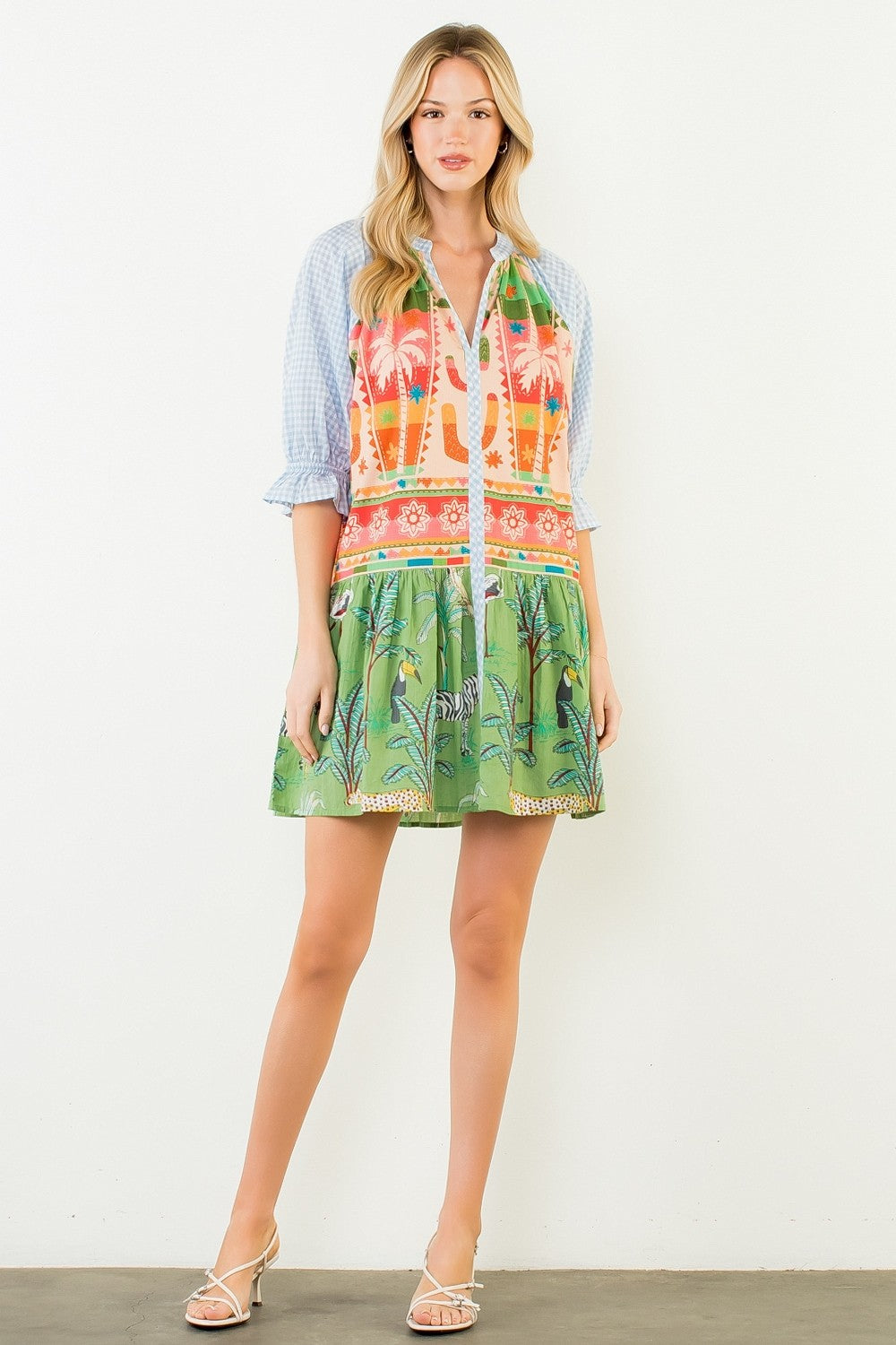 Jungle Mixed Print Mini Dress