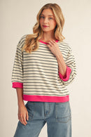 Drop Shoulder Stripe Sweatshirt
